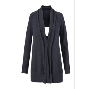 Women's CAbi Victoria Sweater Cardigan Navy Shawl Collar Open Back #3360 Size M